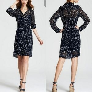 Donna Karen Shirt Dress Polka Dot Long  Sleeve
